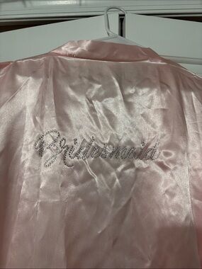 Pink Satin "Bridesmaid" Rhinestone Back Robe